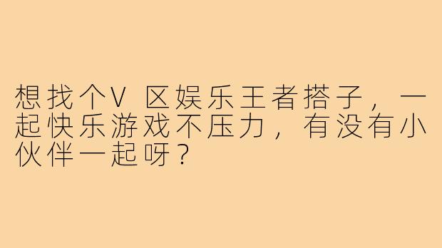 想找个V区娱乐王者搭子，一起快乐游戏不压力，有没有小伙伴一起呀？
