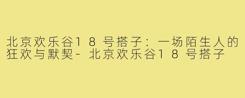 北京欢乐谷18号搭子：一场陌生人的狂欢与默契-北京欢乐谷18号搭子
