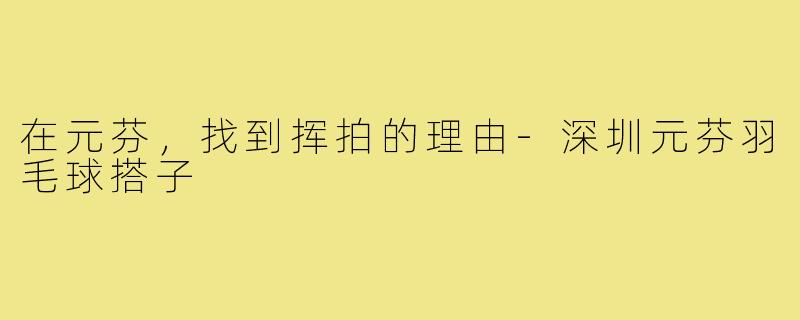 在元芬,找到挥拍的理由-深圳元芬羽毛球搭子