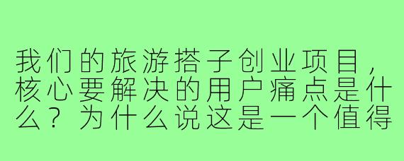 我们的旅游搭子创业项目，核心要解决的用户痛点是什么？为什么说这是一个值得投入的市场机会？