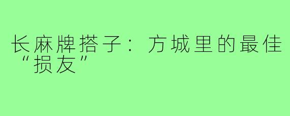 长麻牌搭子:方城里的最佳“损友”