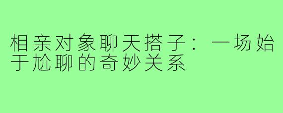 相亲对象聊天搭子：一场始于尬聊的奇妙关系