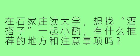 在石家庄读大学，想找“酒搭子”一起小酌，有什么推荐的地方和注意事项吗？