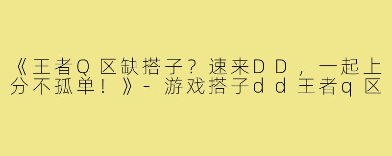 《王者Q区缺搭子？速来DD，一起上分不孤单！》-游戏搭子dd王者q区