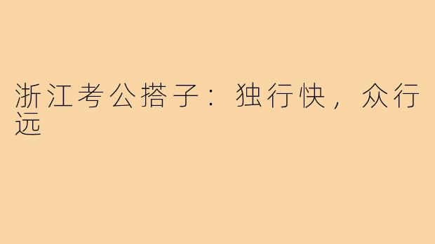 浙江考公搭子：独行快，众行远