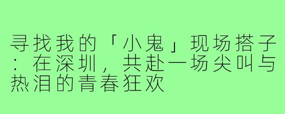 寻找我的「小鬼」现场搭子：在深圳，共赴一场尖叫与热泪的青春狂欢