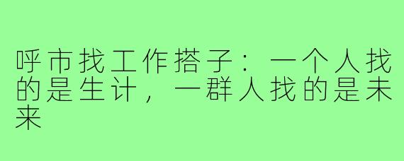 呼市找工作搭子:一个人找的是生计,一群人找的是未来