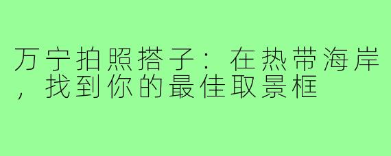 万宁拍照搭子:在热带海岸,找到你的最佳取景框