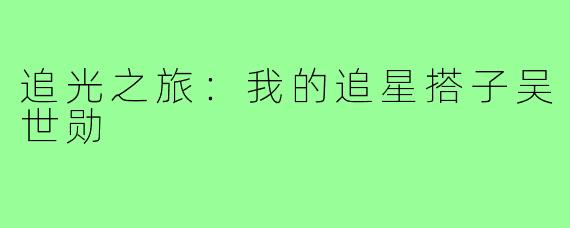 追光之旅：我的追星搭子吴世勋