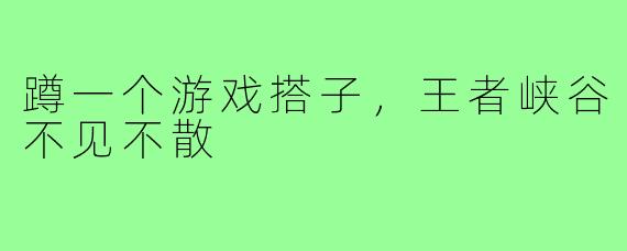 蹲一个游戏搭子，王者峡谷不见不散