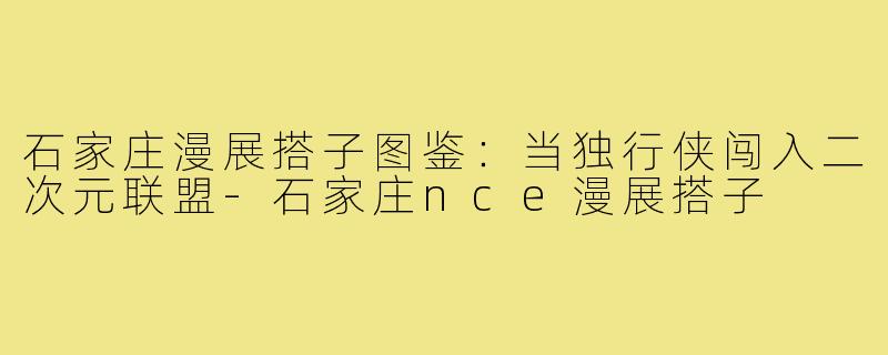石家庄漫展搭子图鉴:当独行侠闯入二次元联盟-石家庄nce漫展搭子