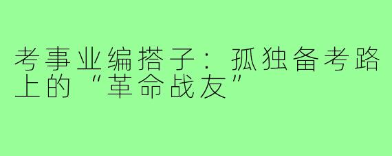 考事业编搭子:孤独备考路上的“革命战友”