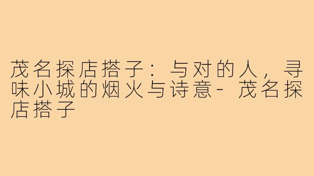 茂名探店搭子：与对的人，寻味小城的烟火与诗意-茂名探店搭子