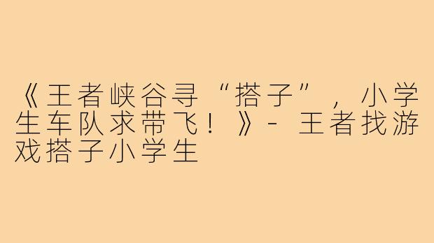 《王者峡谷寻“搭子”,小学生车队求带飞!》-王者找游戏搭子小学生