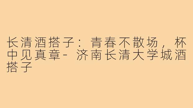 长清酒搭子:青春不散场,杯中见真章-济南长清大学城酒搭子