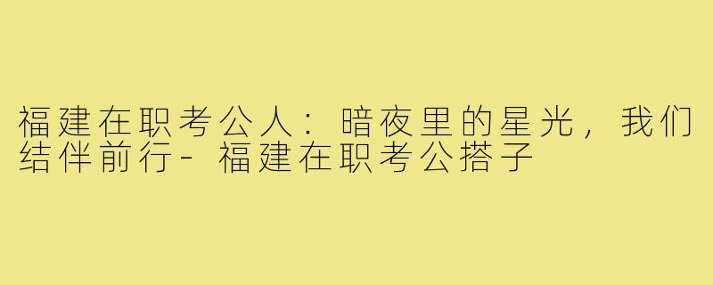 福建在职考公人：暗夜里的星光，我们结伴前行-福建在职考公搭子