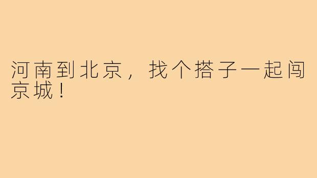 河南到北京,找个搭子一起闯京城!