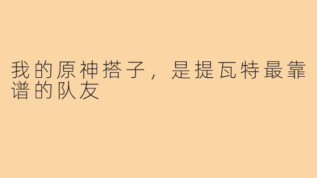 我的原神搭子,是提瓦特最靠谱的队友