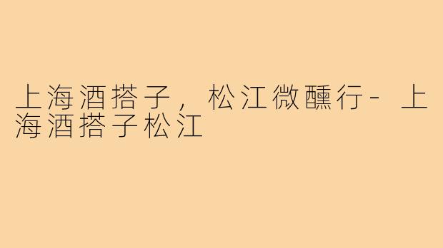 上海酒搭子，松江微醺行-上海酒搭子松江