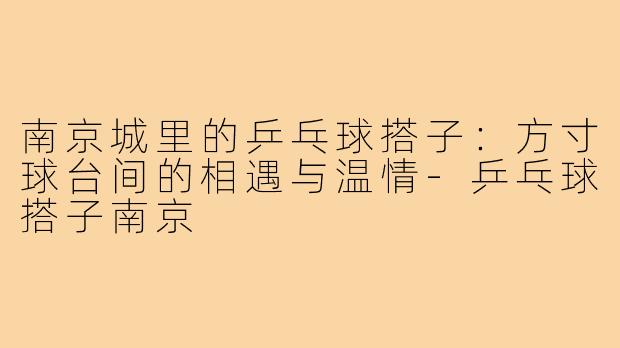 南京城里的乒乓球搭子：方寸球台间的相遇与温情-乒乓球搭子南京