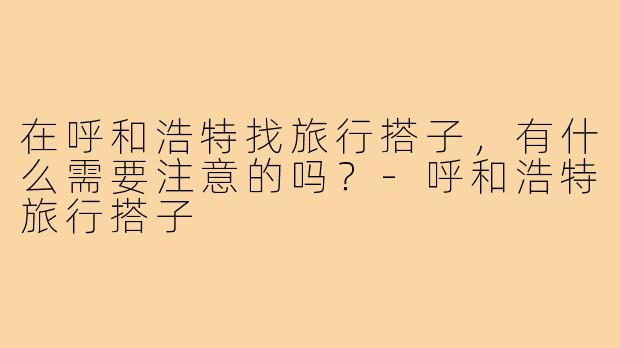 在呼和浩特找旅行搭子,有什么需要注意的吗?-呼和浩特旅行搭子