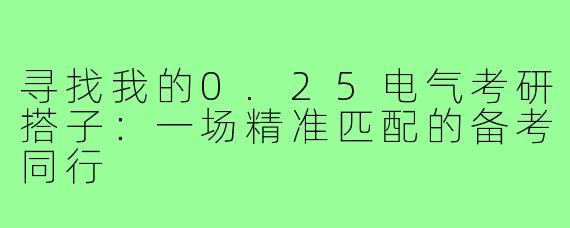 寻找我的0.25电气考研搭子：一场精准匹配的备考同行