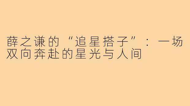 薛之谦的“追星搭子”:一场双向奔赴的星光与人间
