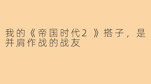 我的《帝国时代2》搭子,是并肩作战的战友