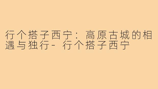 行个搭子西宁:高原古城的相遇与独行-行个搭子西宁