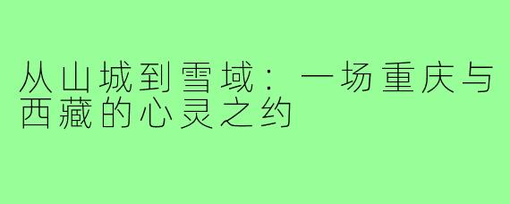 从山城到雪域：一场重庆与西藏的心灵之约