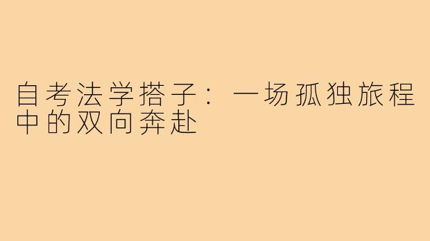 自考法学搭子:一场孤独旅程中的双向奔赴