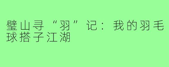 璧山寻“羽”记:我的羽毛球搭子江湖