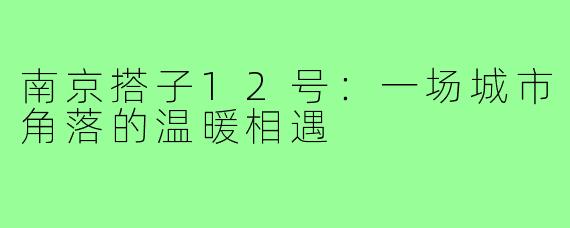 南京搭子12号:一场城市角落的温暖相遇