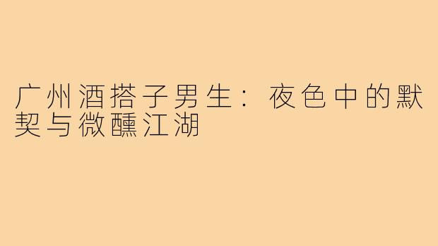 广州酒搭子男生:夜色中的默契与微醺江湖