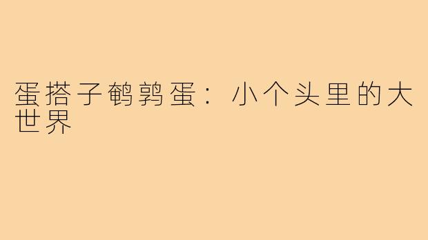 蛋搭子鹌鹑蛋：小个头里的大世界