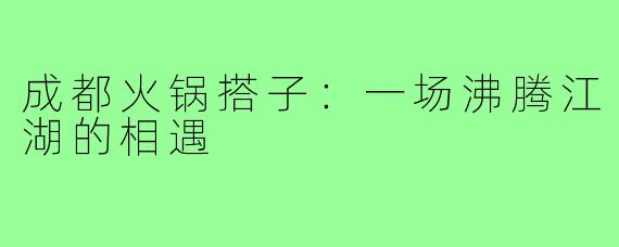成都火锅搭子：一场沸腾江湖的相遇