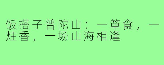饭搭子普陀山:一箪食,一炷香,一场山海相逢