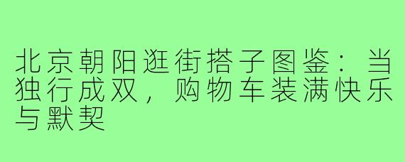 北京朝阳逛街搭子图鉴：当独行成双，购物车装满快乐与默契