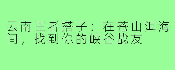 云南王者搭子：在苍山洱海间，找到你的峡谷战友