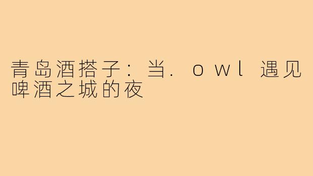 青岛酒搭子：当.owl遇见啤酒之城的夜