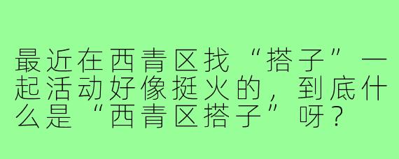 最近在西青区找“搭子”一起活动好像挺火的,到底什么是“西青区搭子”呀?