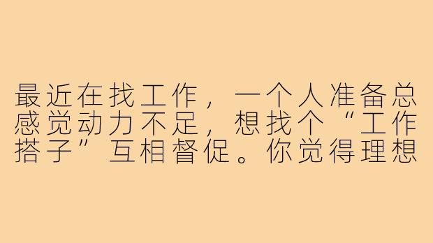 最近在找工作，一个人准备总感觉动力不足，想找个“工作搭子”互相督促。你觉得理想的“工作搭子”应该满足哪些条件？如何高效合作？-寻找工作搭子