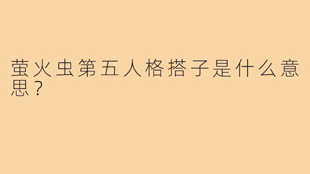 萤火虫第五人格搭子是什么意思?