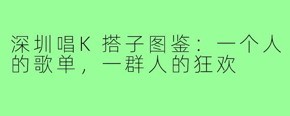 深圳唱K搭子图鉴：一个人的歌单，一群人的狂欢