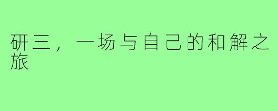 研三，一场与自己的和解之旅