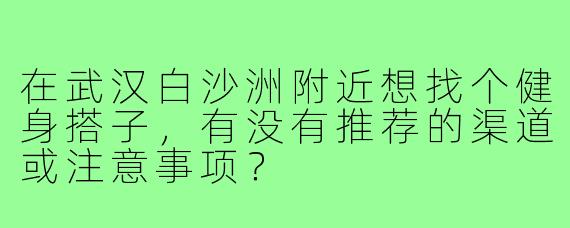 在武汉白沙洲附近想找个健身搭子,有没有推荐的渠道或注意事项?