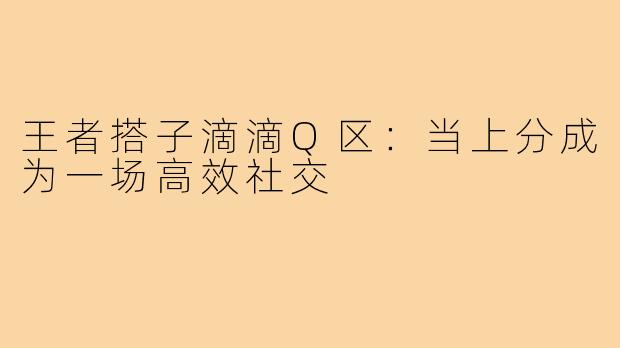 王者搭子滴滴Q区：当上分成为一场高效社交