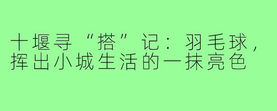 十堰寻“搭”记:羽毛球,挥出小城生活的一抹亮色