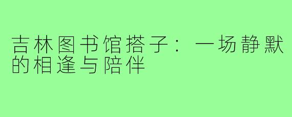 吉林图书馆搭子：一场静默的相逢与陪伴