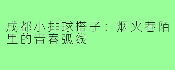 成都小排球搭子：烟火巷陌里的青春弧线